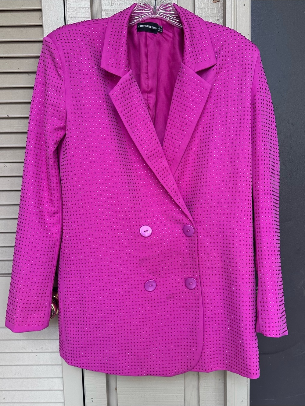 PrettyLittleThing Pink Crystal Blazer